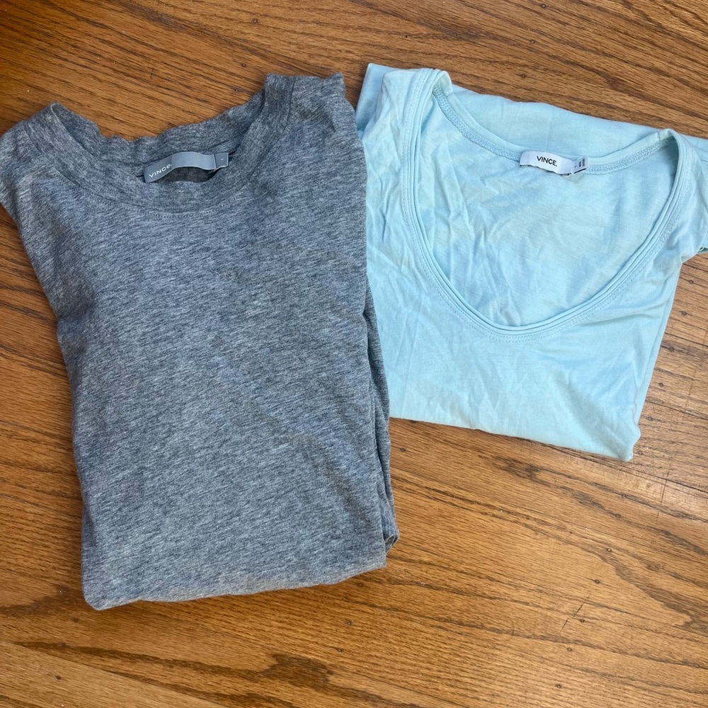 Vince Kids Short Sleeve Tees - Gray & Light Blue